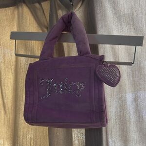 Juicy Couture Plush Purple Tote with Heart Charm